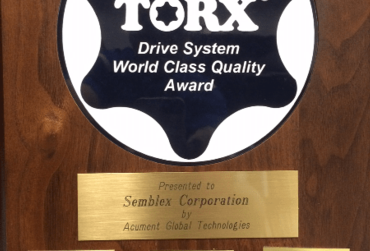 Semblex Receives Torx® Drive System Quality Award for 2016