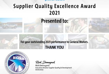 Semblex Corporation receives GM Supplier Quality Excellence Award for the 10th Consecutive Year